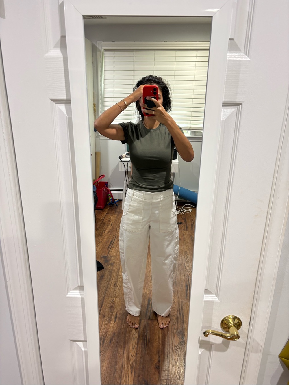 Maeve Utility Cargo Pants in Off-White (Anthropologie)